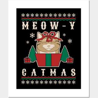 Merry Catmas ugly christmas design Posters and Art